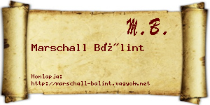 Marschall Bálint névjegykártya